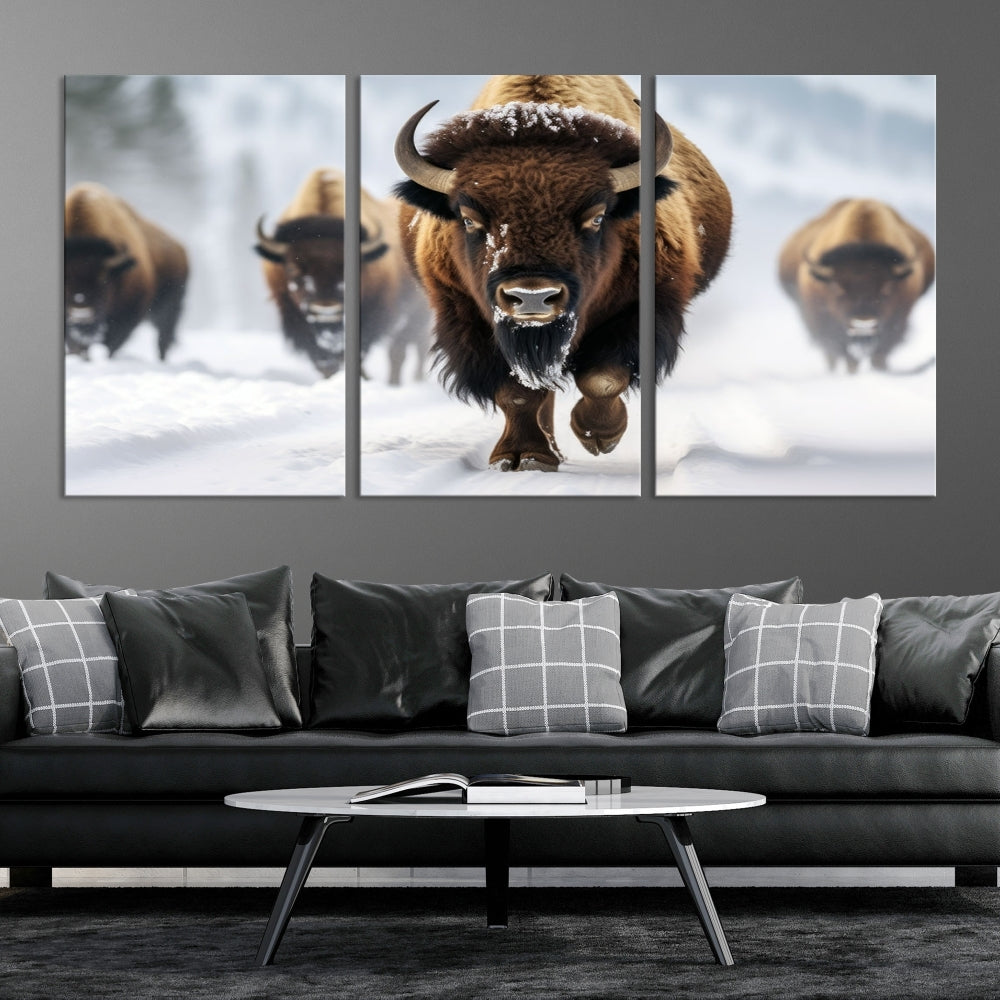 Bison Cow Canvas Wall Art Farmhouse Decor Buffalo Print Rustic Wall Decor Animals Painting Bison Wall Art