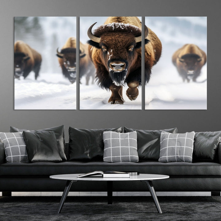 Bison Cow Canvas Wall Art Farmhouse Decor Buffalo Print Rustic Wall Decor Animals Painting Bison Wall Art