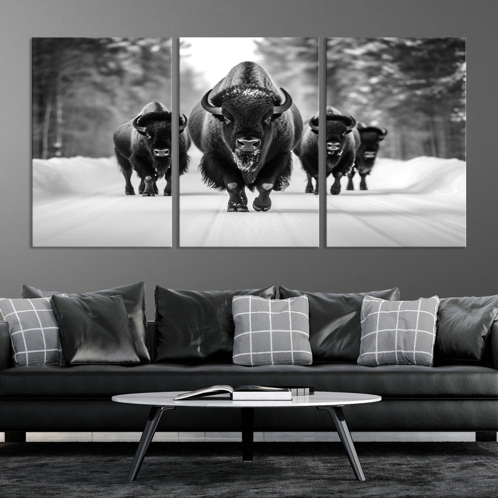 Bison Cow Canvas Wall Art Farmhouse Decor Buffalo Print Rustic Wall Decor Animals Painting Bison Wall Art