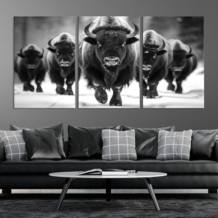 Bison Cow Canvas Wall Art Farmhouse Decor Buffalo Print Rustic Wall Decor Animals Painting Bison Wall Art