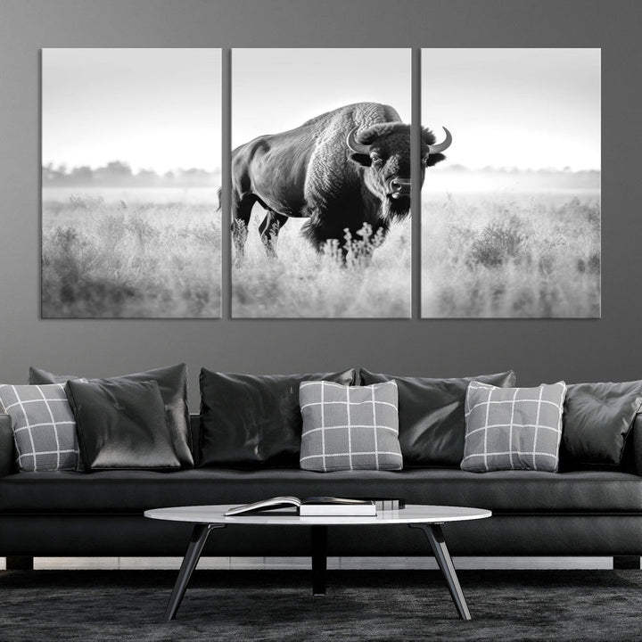 Bison Cow Canvas Wall Art Farmhouse Decor Buffalo Print Rustic Wall Decor Animals Painting Bison Wall Art