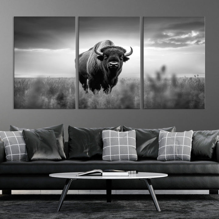 Bison Cow Canvas Wall Art Farmhouse Decor Buffalo Print Rustic Wall Decor Animals Painting Bison Wall Art