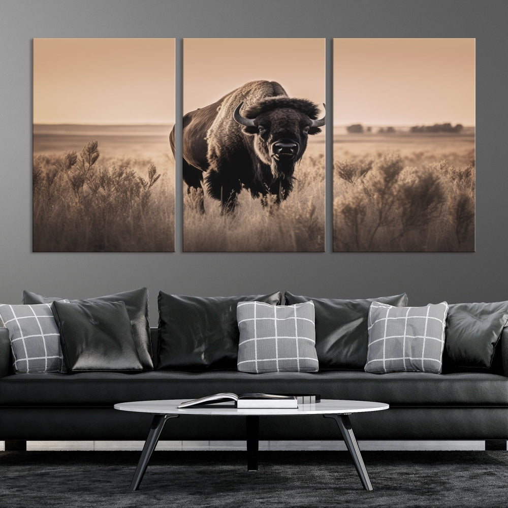 Bison Cow Canvas Wall Art Farmhouse Decor Buffalo Print Rustic Wall Decor Animals Painting Bison Wall Art