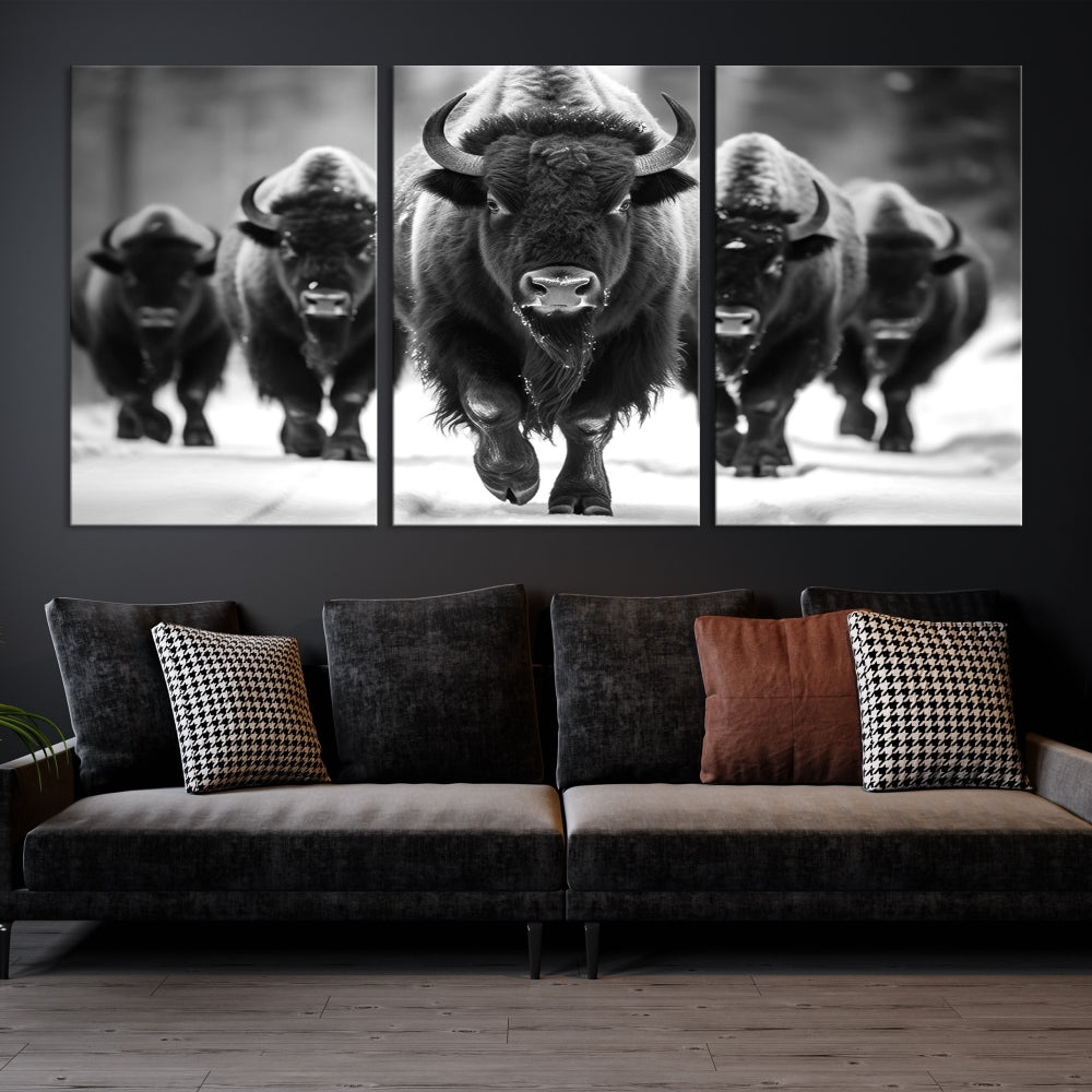 Bison Cow Canvas Wall Art Farmhouse Decor Buffalo Print Rustic Wall Decor Animals Painting Bison Wall Art