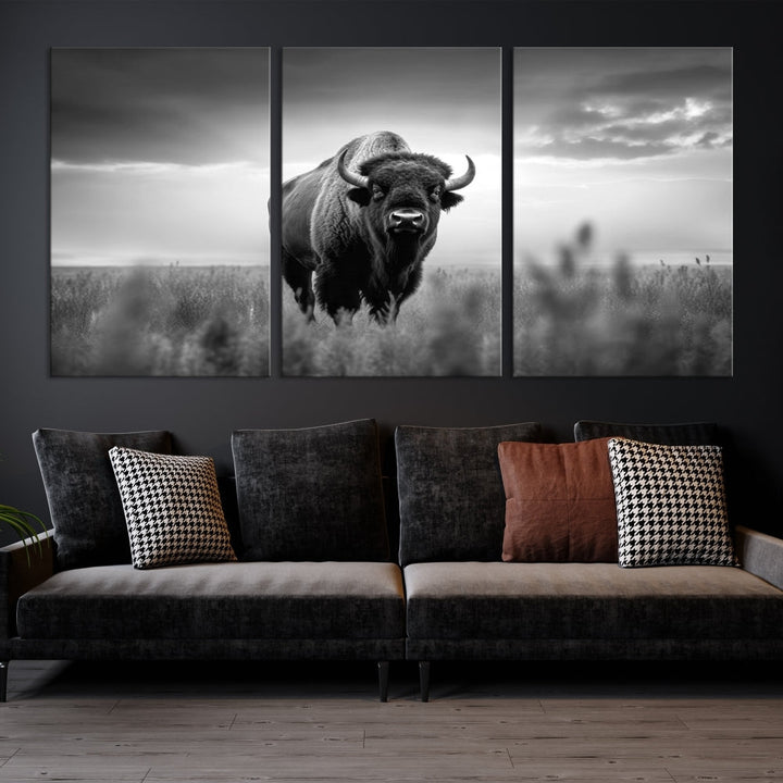 Bison Cow Canvas Wall Art Farmhouse Decor Buffalo Print Rustic Wall Decor Animals Painting Bison Wall Art