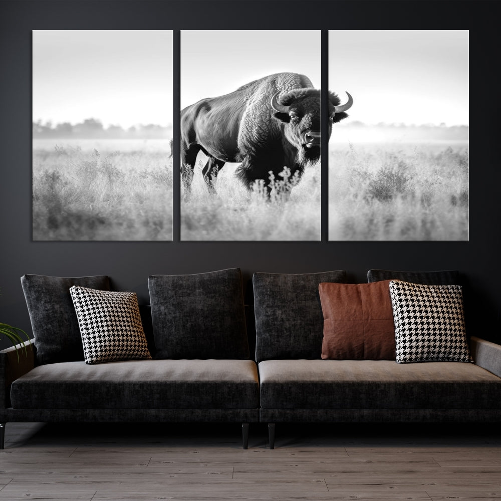 Bison Cow Canvas Wall Art Farmhouse Decor Buffalo Print Rustic Wall Decor Animals Painting Bison Wall Art