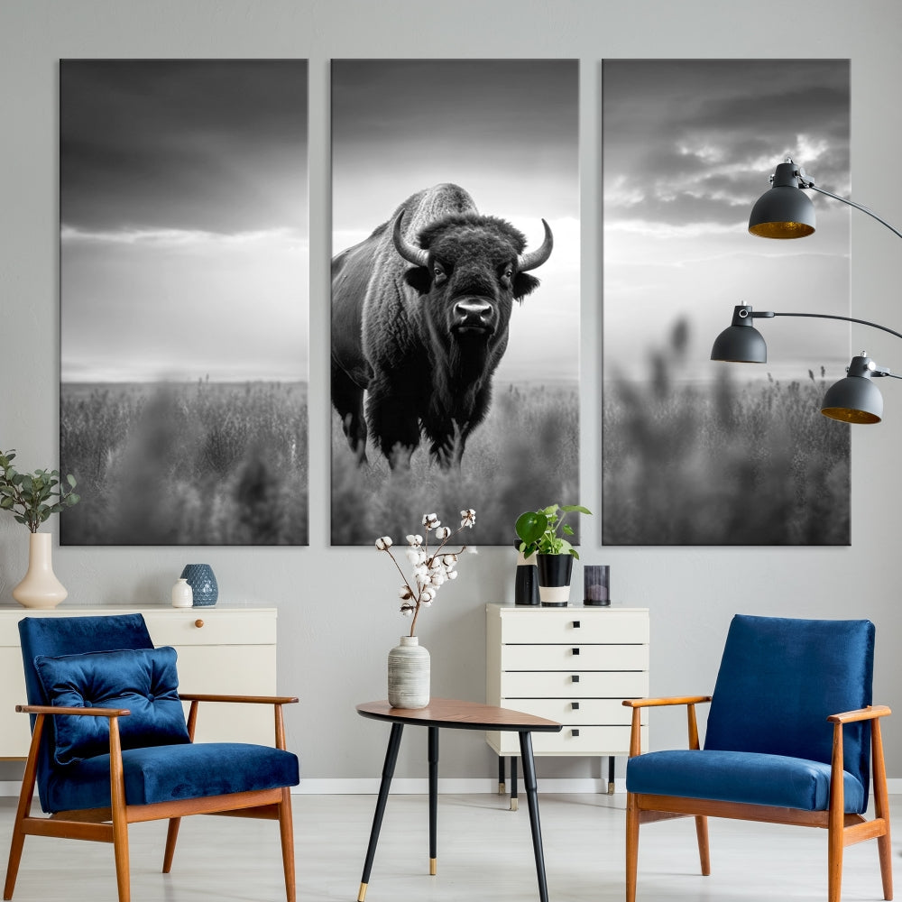 Bison Cow Canvas Wall Art Farmhouse Decor Buffalo Print Rustic Wall Decor Animals Painting Bison Wall Art