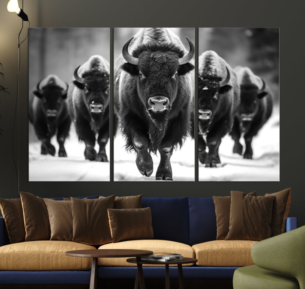 Bison Cow Canvas Wall Art Farmhouse Decor Buffalo Print Rustic Wall Decor Animals Painting Bison Wall Art