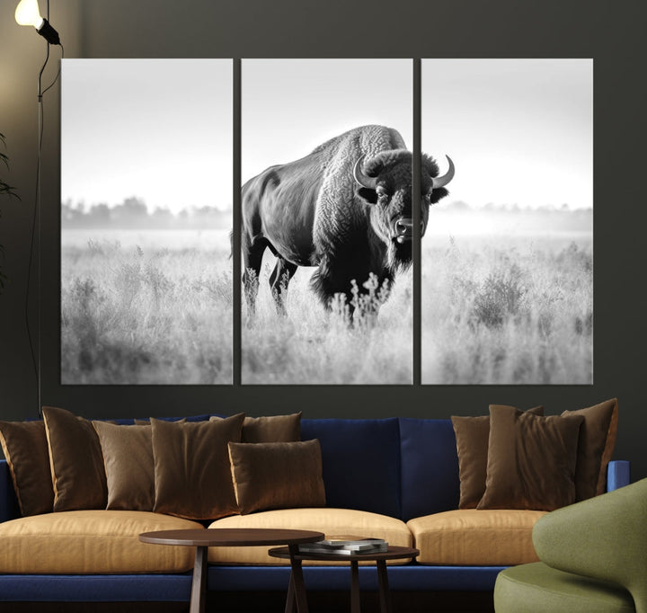 Bison Cow Canvas Wall Art Farmhouse Decor Buffalo Print Rustic Wall Decor Animals Painting Bison Wall Art