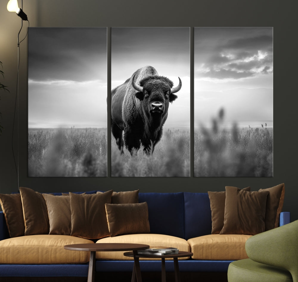 Bison Cow Canvas Wall Art Farmhouse Decor Buffalo Print Rustic Wall Decor Animals Painting Bison Wall Art