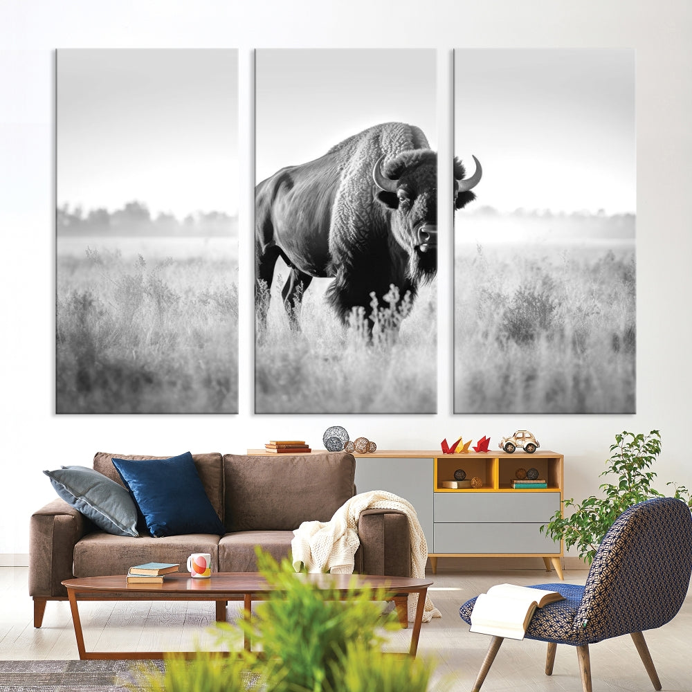 Bison Cow Canvas Wall Art Farmhouse Decor Buffalo Print Rustic Wall Decor Animals Painting Bison Wall Art