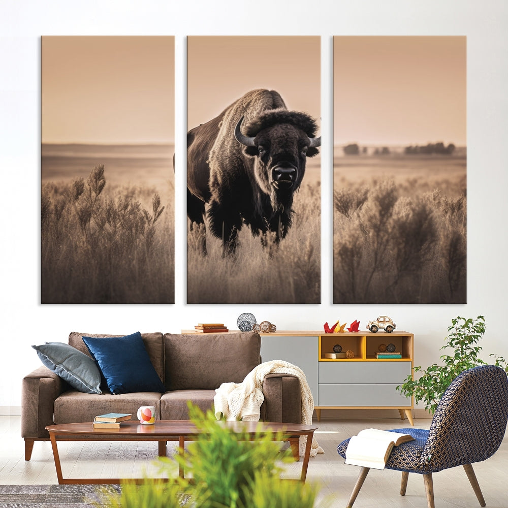 Bison Cow Canvas Wall Art Farmhouse Decor Buffalo Print Rustic Wall Decor Animals Painting Bison Wall Art