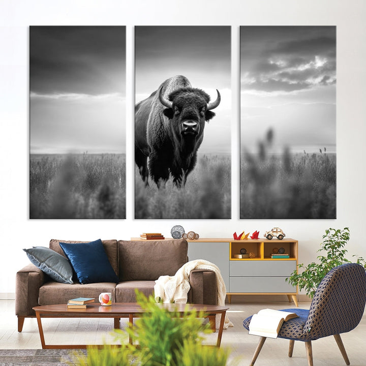 Bison Cow Canvas Wall Art Farmhouse Decor Buffalo Print Rustic Wall Decor Animals Painting Bison Wall Art