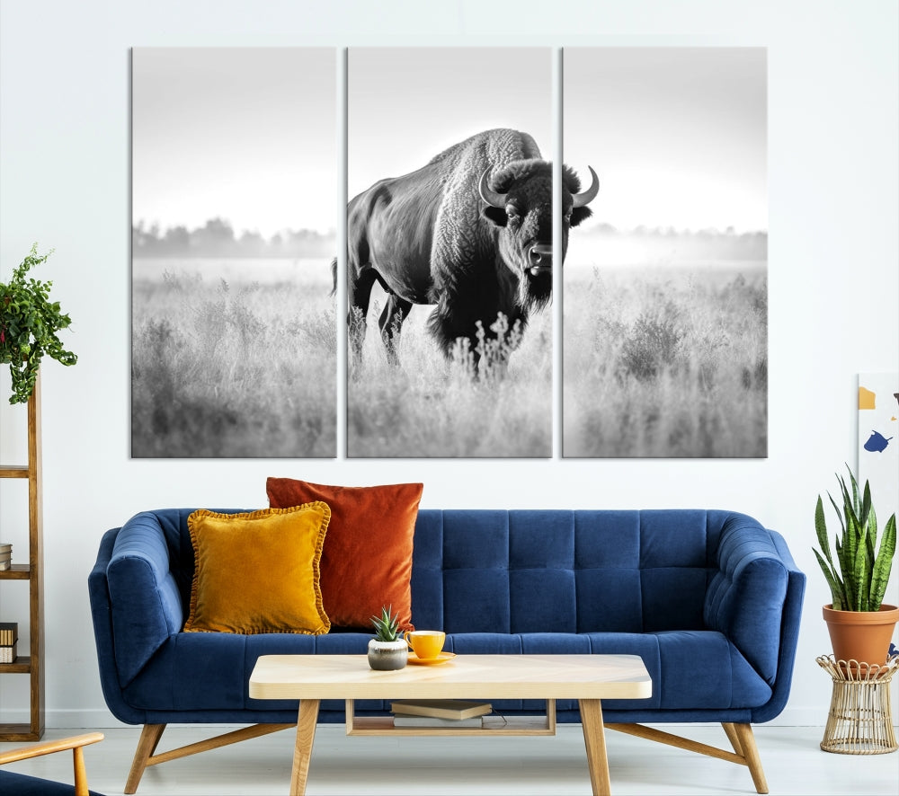 Bison Cow Canvas Wall Art Farmhouse Decor Buffalo Print Rustic Wall Decor Animals Painting Bison Wall Art