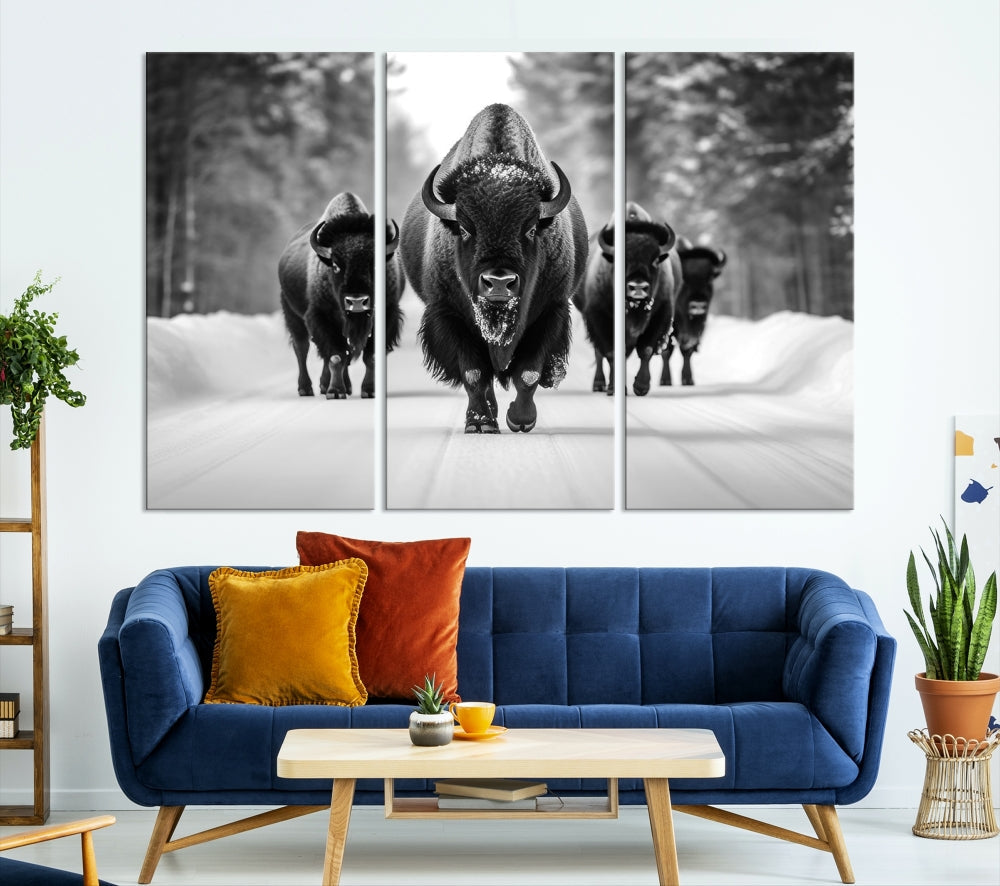 Bison Cow Canvas Wall Art Farmhouse Decor Buffalo Print Rustic Wall Decor Animals Painting Bison Wall Art