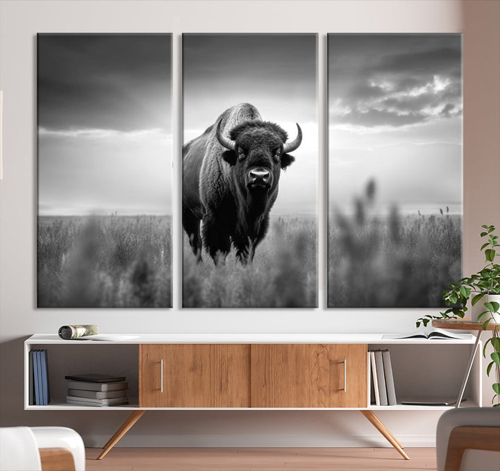 Bison Cow Canvas Wall Art Farmhouse Decor Buffalo Print Rustic Wall Decor Animals Painting Bison Wall Art