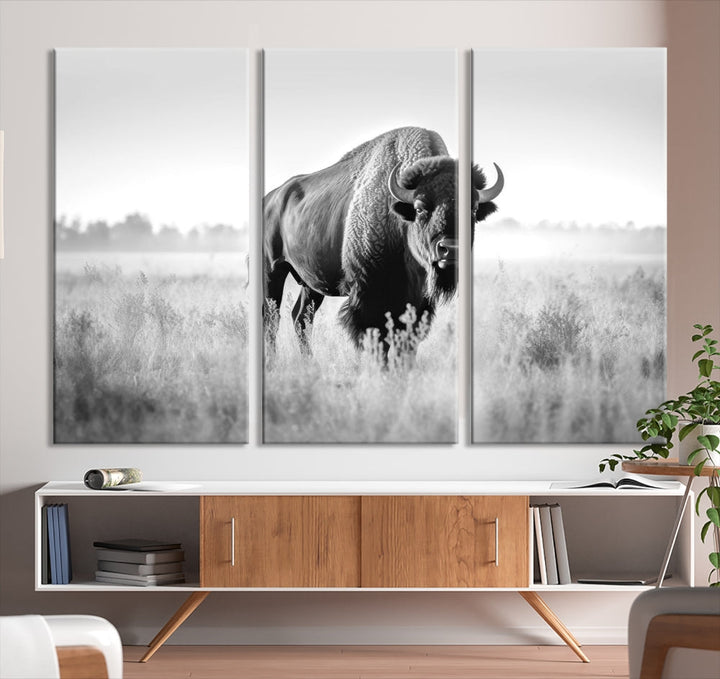 Bison Cow Canvas Wall Art Farmhouse Decor Buffalo Print Rustic Wall Decor Animals Painting Bison Wall Art