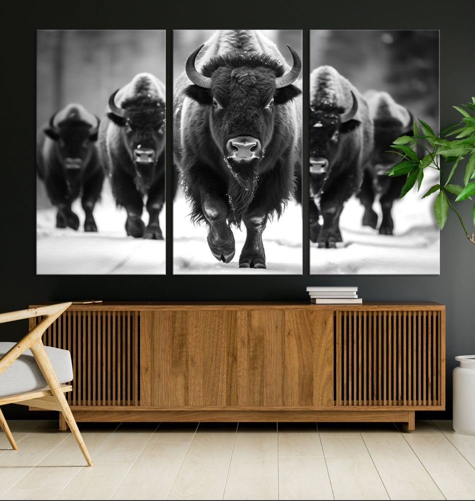 Bison Cow Canvas Wall Art Farmhouse Decor Buffalo Print Rustic Wall Decor Animals Painting Bison Wall Art