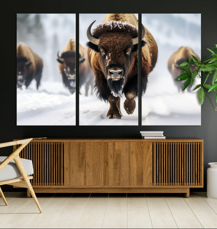 Bison Cow Canvas Wall Art Farmhouse Decor Buffalo Print Rustic Wall Decor Animals Painting Bison Wall Art