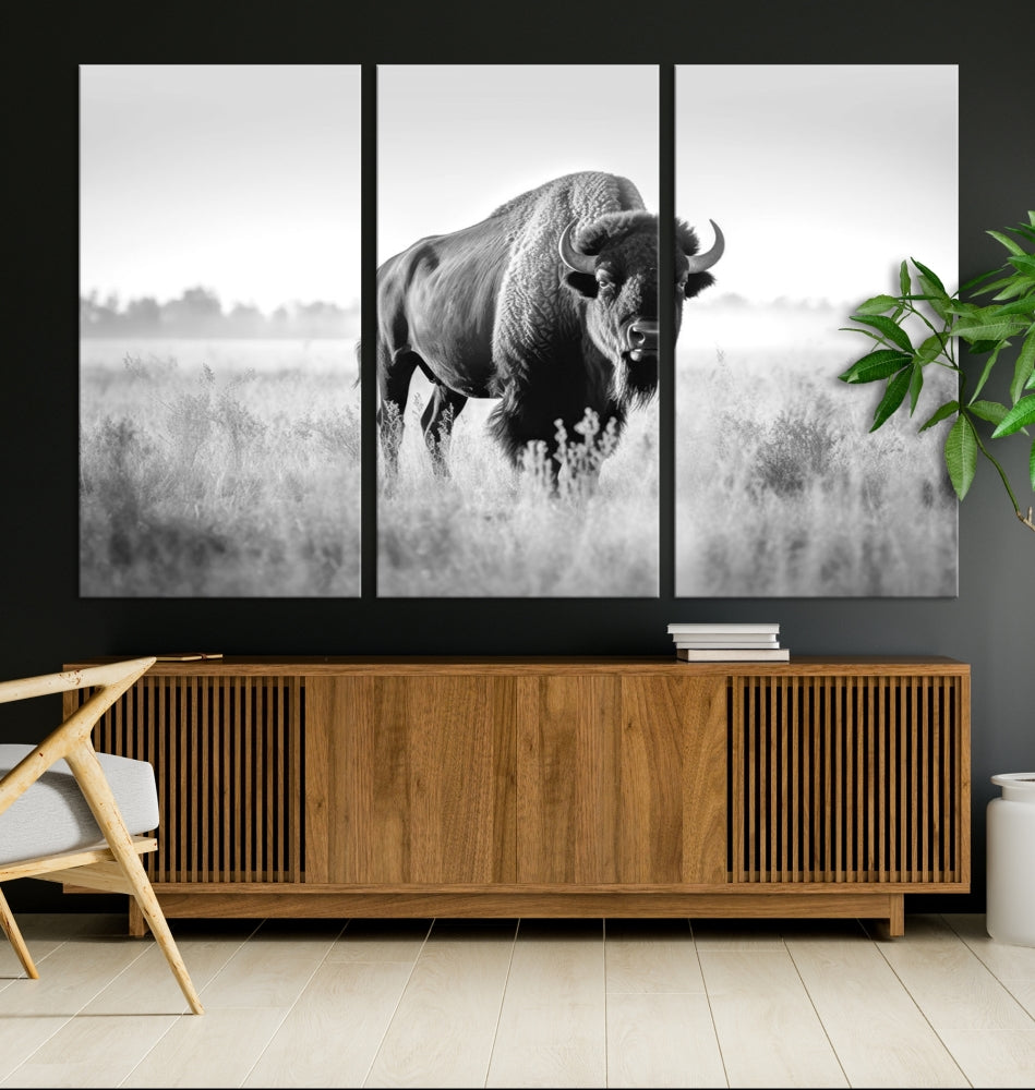 Bison Cow Canvas Wall Art Farmhouse Decor Buffalo Print Rustic Wall Decor Animals Painting Bison Wall Art