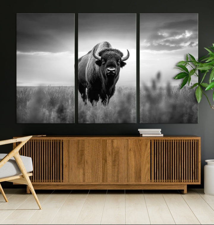 Bison Cow Canvas Wall Art Farmhouse Decor Buffalo Print Rustic Wall Decor Animals Painting Bison Wall Art