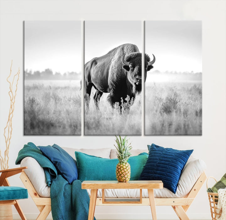 Bison Cow Canvas Wall Art Farmhouse Decor Buffalo Print Rustic Wall Decor Animals Painting Bison Wall Art