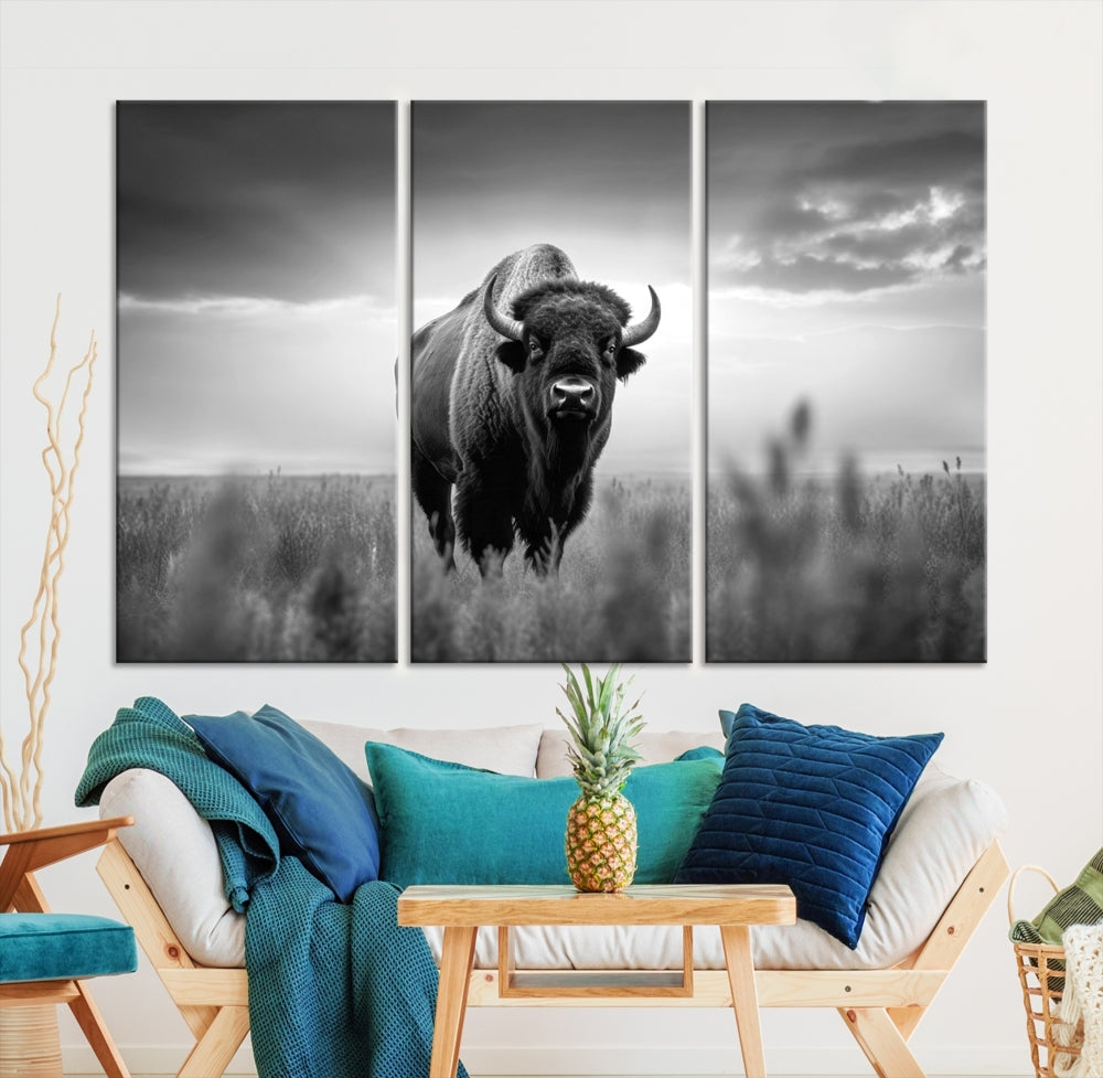 Bison Cow Canvas Wall Art Farmhouse Decor Buffalo Print Rustic Wall Decor Animals Painting Bison Wall Art