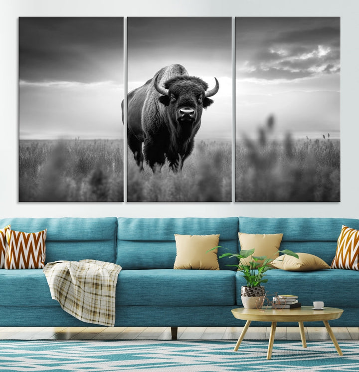 Bison Cow Canvas Wall Art Farmhouse Decor Buffalo Print Rustic Wall Decor Animals Painting Bison Wall Art