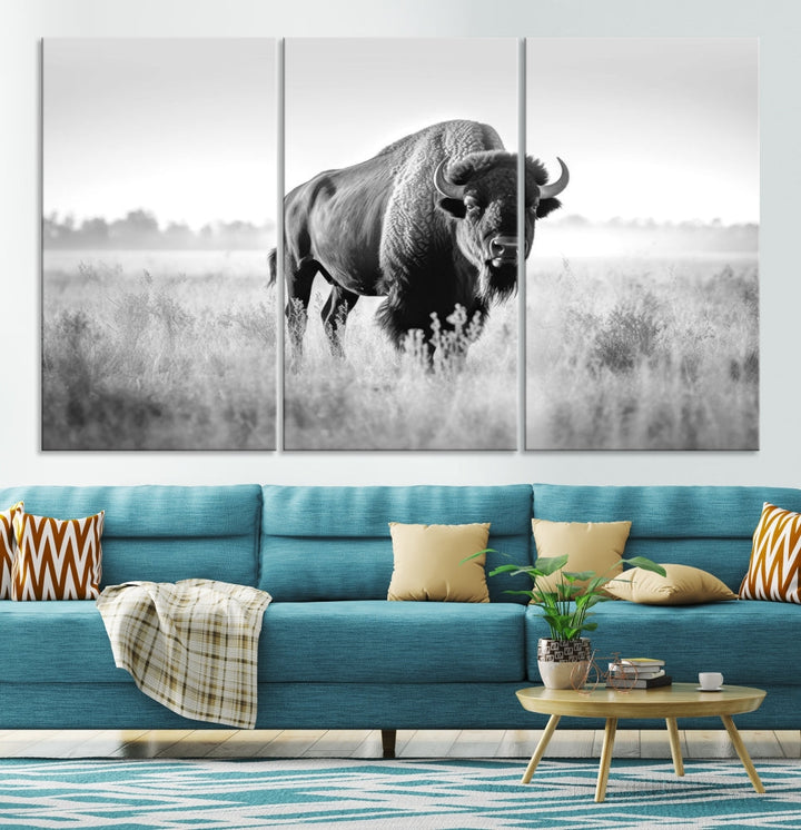 Bison Cow Canvas Wall Art Farmhouse Decor Buffalo Print Rustic Wall Decor Animals Painting Bison Wall Art