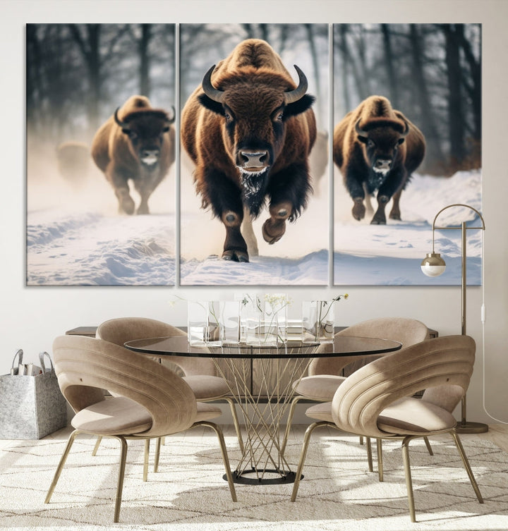 Bison Cow Canvas Wall Art Farmhouse Decor Buffalo Print Rustic Wall Decor Animals Painting Bison Wall Art