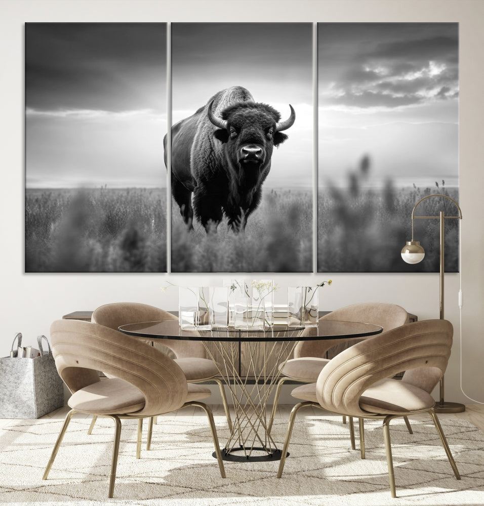 Bison Cow Canvas Wall Art Farmhouse Decor Buffalo Print Rustic Wall Decor Animals Painting Bison Wall Art