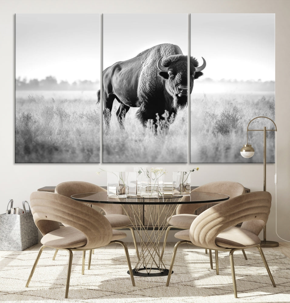 Bison Cow Canvas Wall Art Farmhouse Decor Buffalo Print Rustic Wall Decor Animals Painting Bison Wall Art