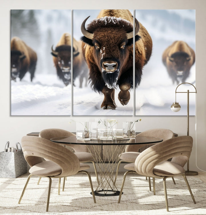 Bison Cow Canvas Wall Art Farmhouse Decor Buffalo Print Rustic Wall Decor Animals Painting Bison Wall Art