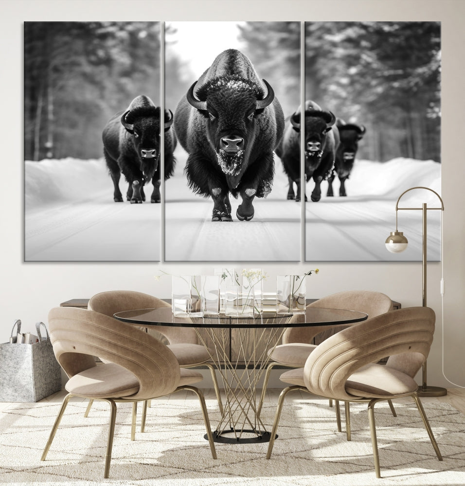 Bison Cow Canvas Wall Art Farmhouse Decor Buffalo Print Rustic Wall Decor Animals Painting Bison Wall Art