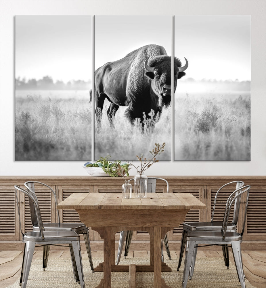 Bison Cow Canvas Wall Art Farmhouse Decor Buffalo Print Rustic Wall Decor Animals Painting Bison Wall Art