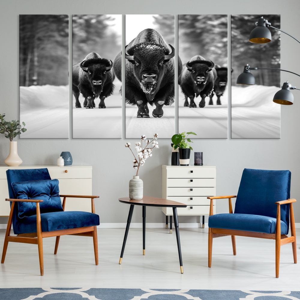 Bison Cow Canvas Wall Art Farmhouse Decor Buffalo Print Rustic Wall Decor Animals Painting Bison Wall Art