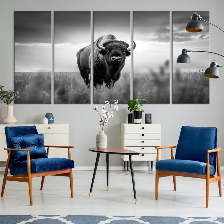 Bison Cow Canvas Wall Art Farmhouse Decor Buffalo Print Rustic Wall Decor Animals Painting Bison Wall Art