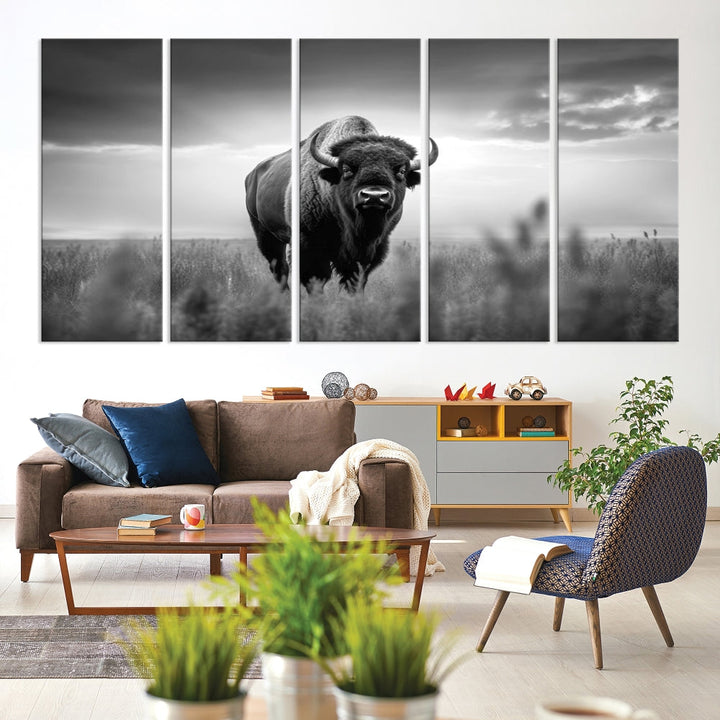 Bison Cow Canvas Wall Art Farmhouse Decor Buffalo Print Rustic Wall Decor Animals Painting Bison Wall Art