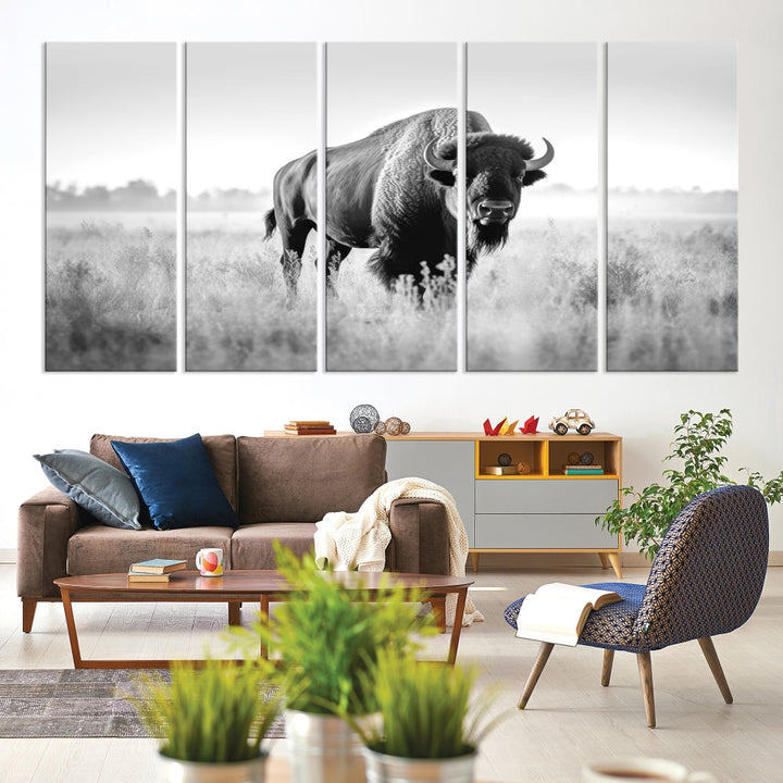 Bison Cow Canvas Wall Art Farmhouse Decor Buffalo Print Rustic Wall Decor Animals Painting Bison Wall Art