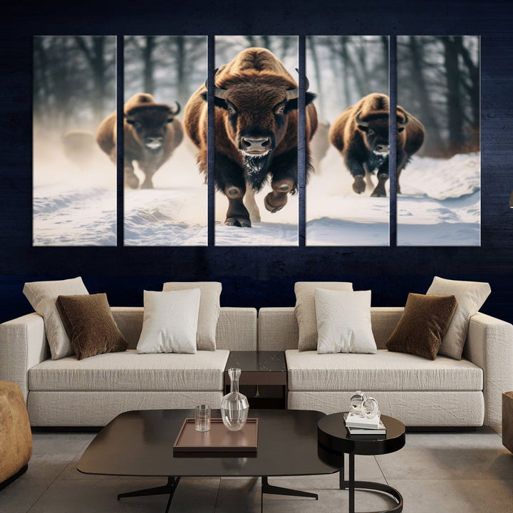 Bison Cow Canvas Wall Art Farmhouse Decor Buffalo Print Rustic Wall Decor Animals Painting Bison Wall Art