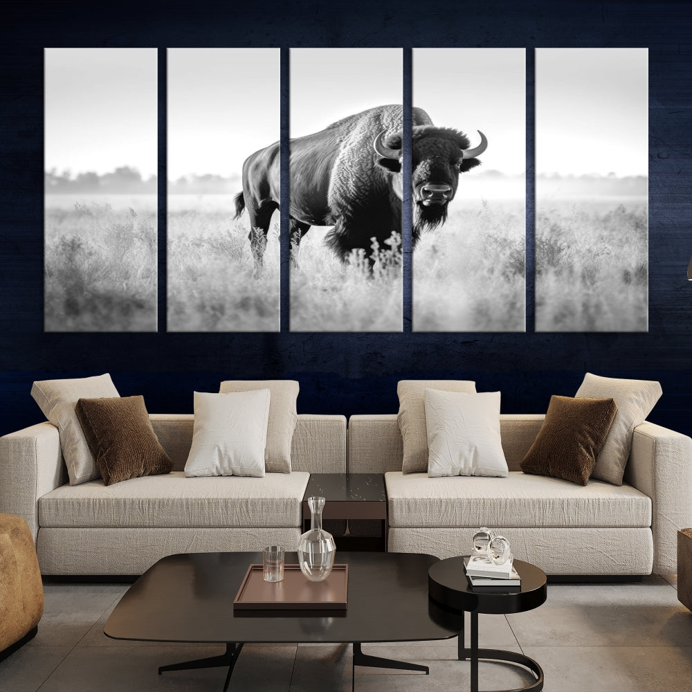 Bison Cow Canvas Wall Art Farmhouse Decor Buffalo Print Rustic Wall Decor Animals Painting Bison Wall Art