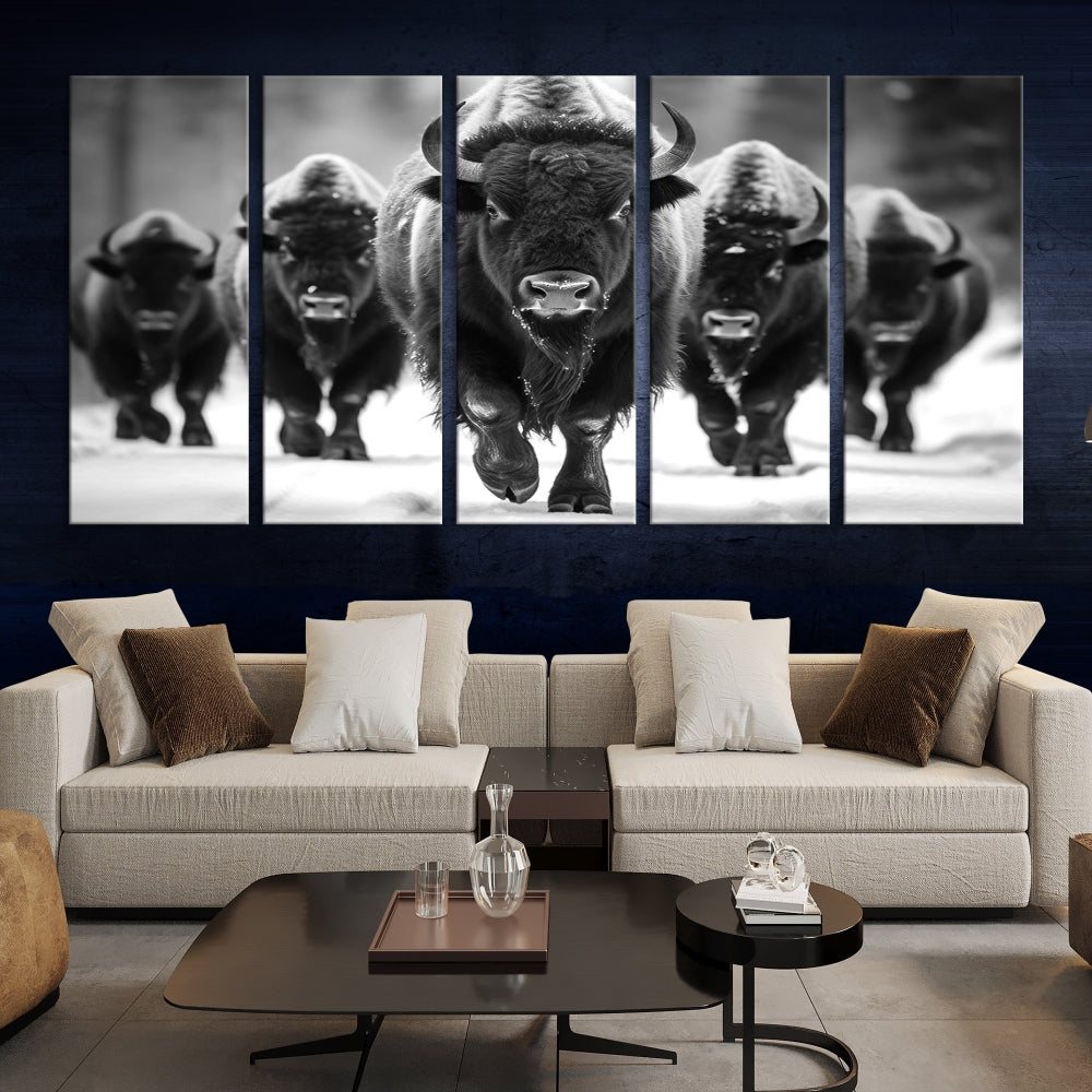 Bison Cow Canvas Wall Art Farmhouse Decor Buffalo Print Rustic Wall Decor Animals Painting Bison Wall Art