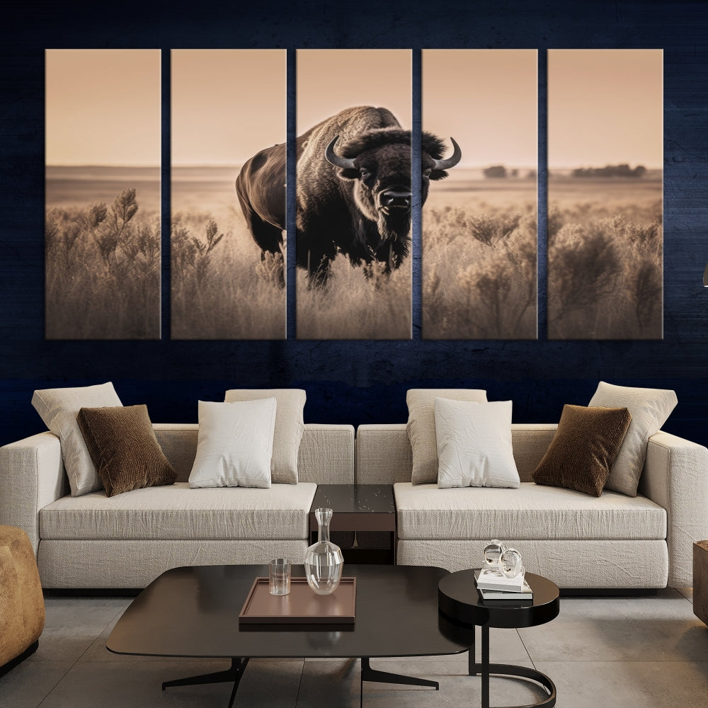 Bison Cow Canvas Wall Art Farmhouse Decor Buffalo Print Rustic Wall Decor Animals Painting Bison Wall Art