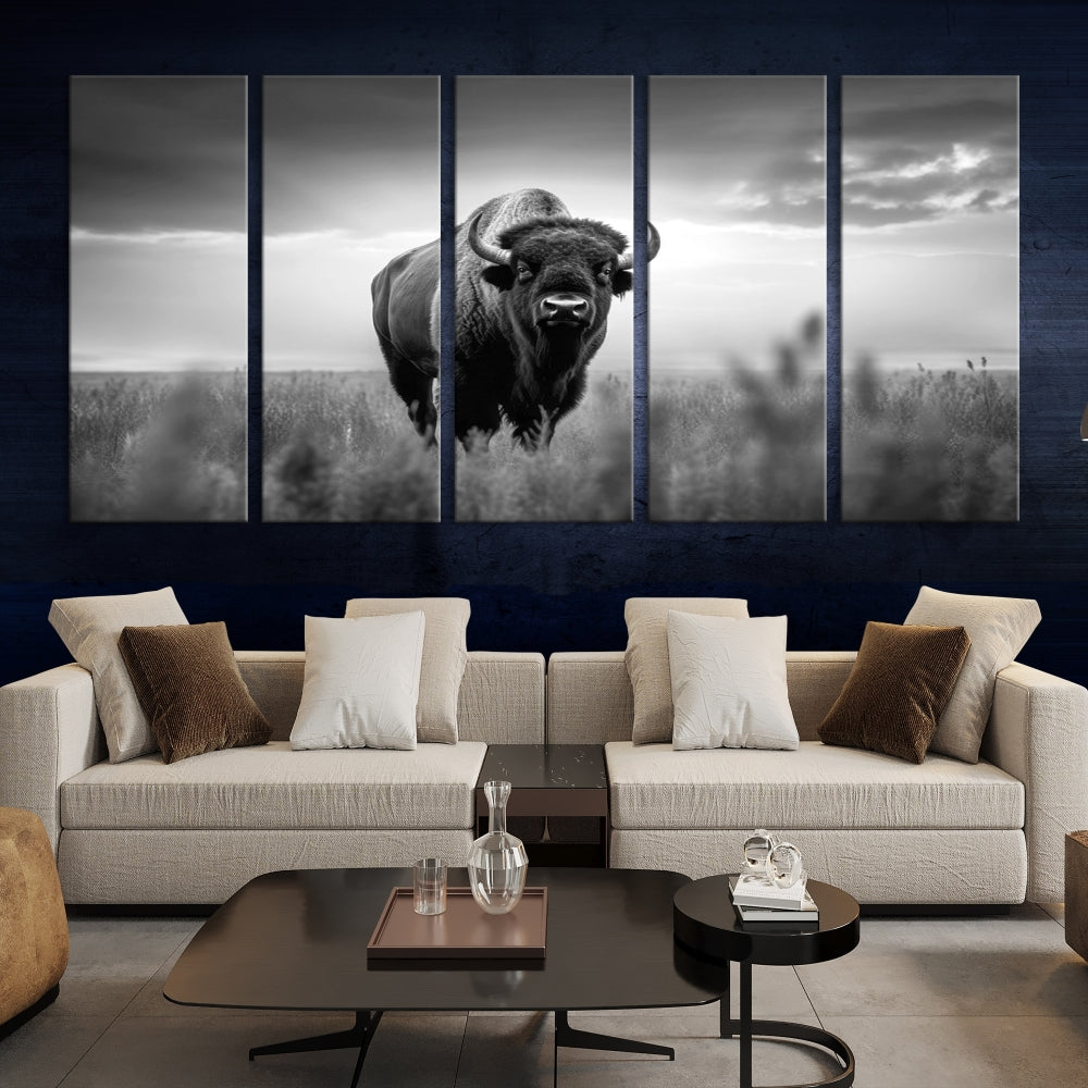 Bison Cow Canvas Wall Art Farmhouse Decor Buffalo Print Rustic Wall Decor Animals Painting Bison Wall Art