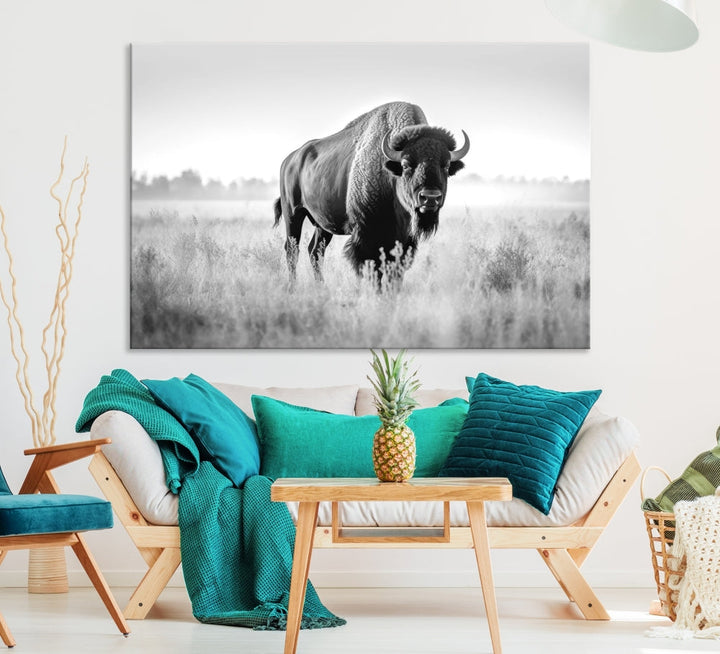 Bison Cow Canvas Wall Art Farmhouse Decor Buffalo Print Rustic Wall Decor Animals Painting Bison Wall Art