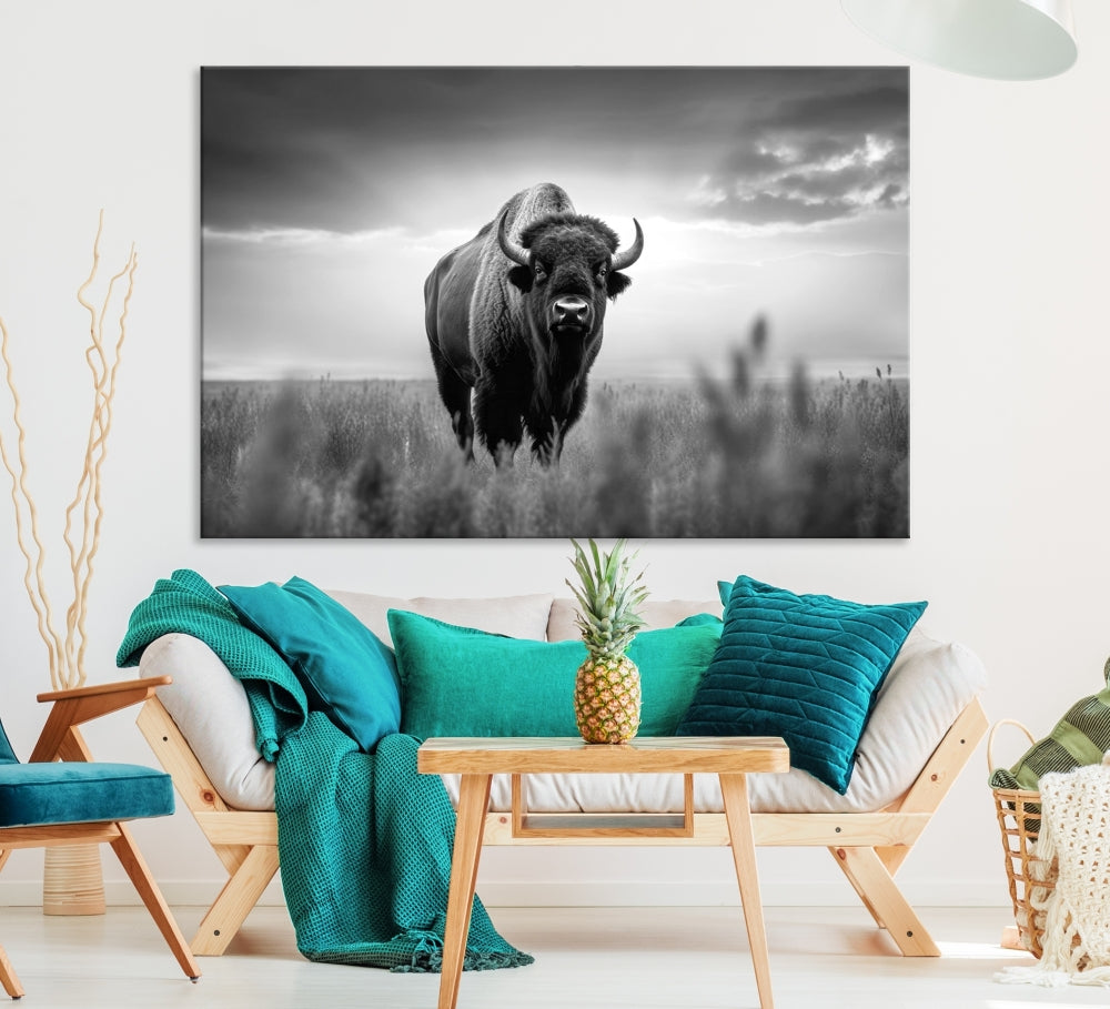 Bison Cow Canvas Wall Art Farmhouse Decor Buffalo Print Rustic Wall Decor Animals Painting Bison Wall Art