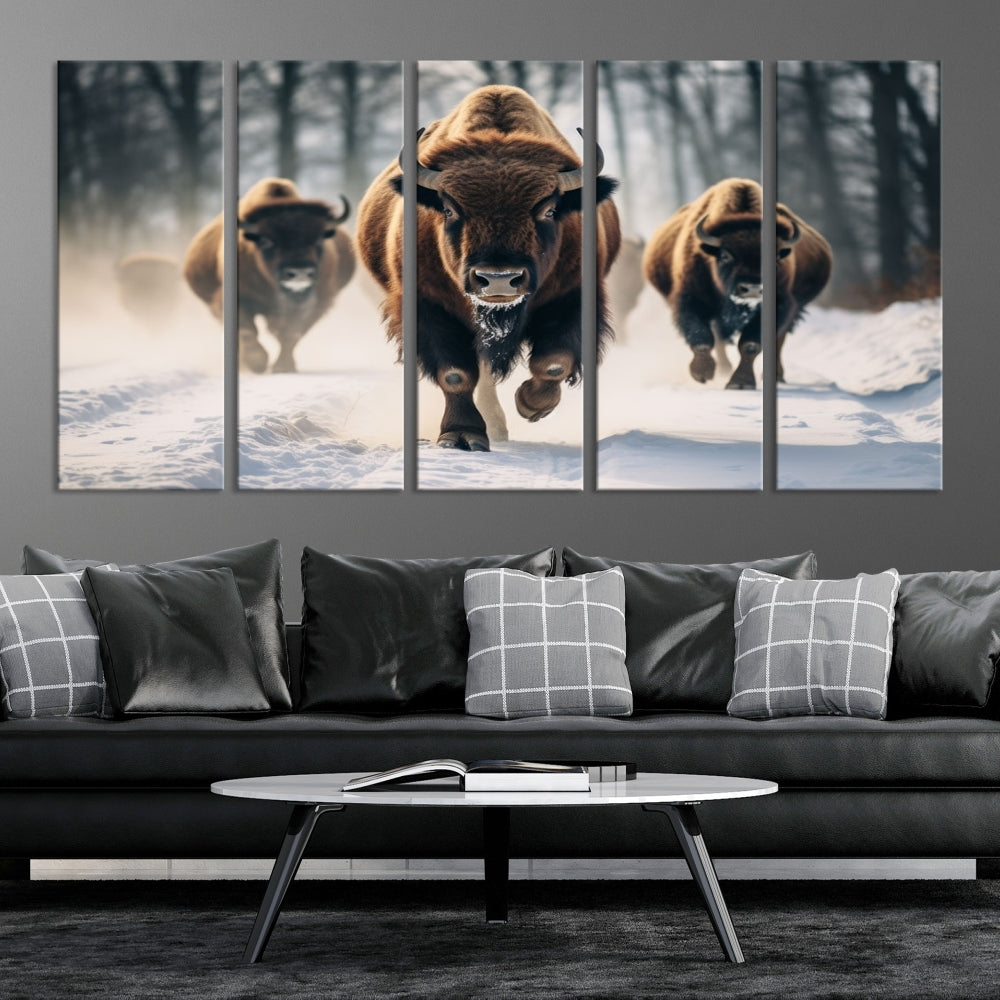 Bison Cow Canvas Wall Art Farmhouse Decor Buffalo Print Rustic Wall Decor Animals Painting Bison Wall Art