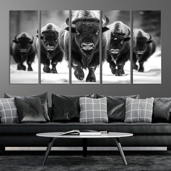 Bison Cow Canvas Wall Art Farmhouse Decor Buffalo Print Rustic Wall Decor Animals Painting Bison Wall Art