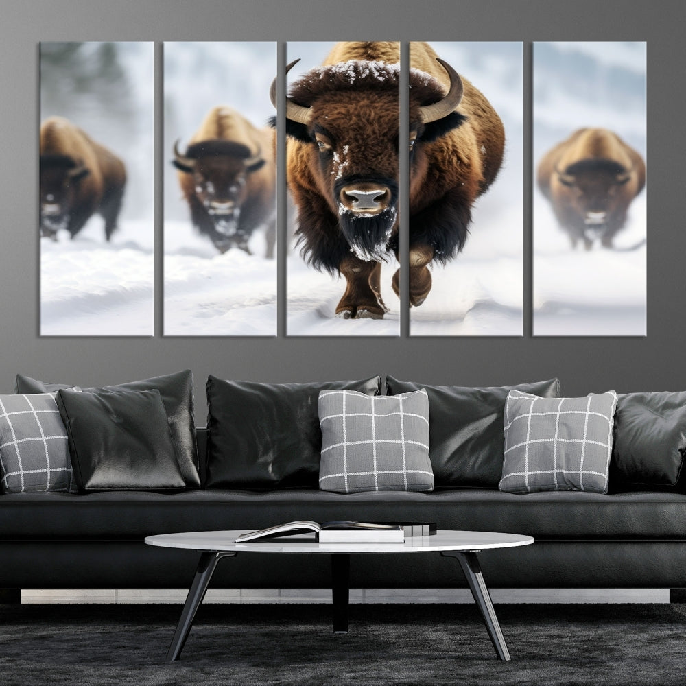 Bison Cow Canvas Wall Art Farmhouse Decor Buffalo Print Rustic Wall Decor Animals Painting Bison Wall Art