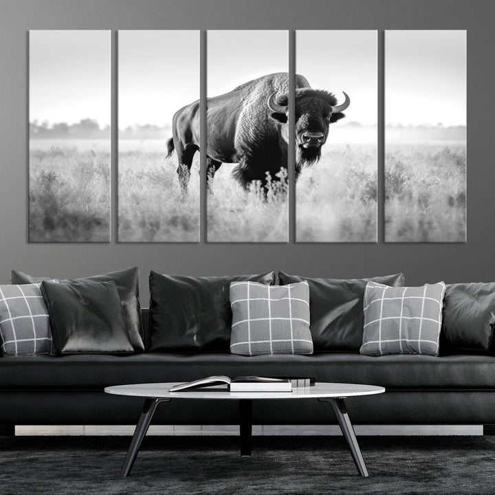 Bison Cow Canvas Wall Art Farmhouse Decor Buffalo Print Rustic Wall Decor Animals Painting Bison Wall Art